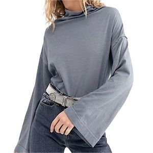 We The Free cowl neck bell sleeve gray top NWOT
